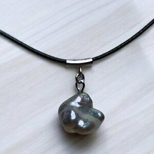Freshwater Baroque Pearl Black Cord Necklace